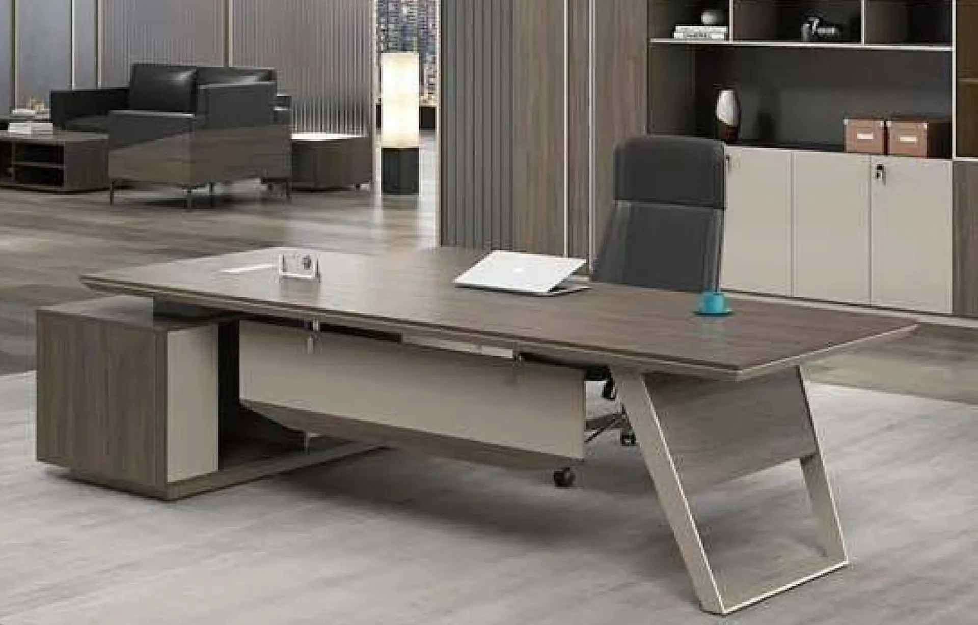 Allvero executive desk with a side cabinet
